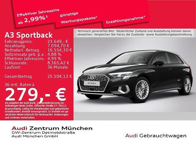Brillantschwarz Gebraucht 2023 Audi A3 Sportback e-tron Advanced Plus Kleinwagen | 23.649 € (Guter Preis) - Bild 1/2