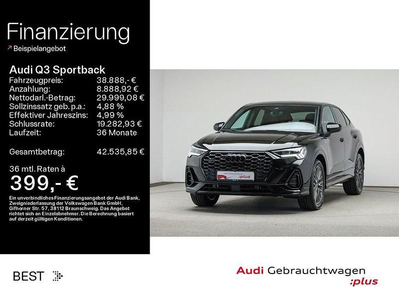 Mythosschwarz metallic Gebraucht 2022 Audi Q3 Sportback S-Line SUV | 38.888 € (Fairer Preis) - Bild 1/4
