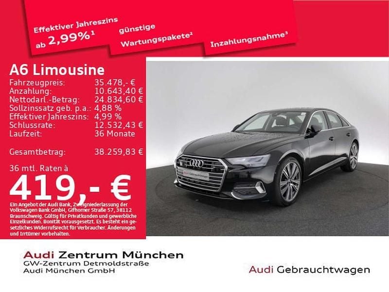 Mythosschwarz metallic Gebraucht 2023 Audi A6 Advanced Limousine | 35.478 € (Superpreis) - Bild 1/2