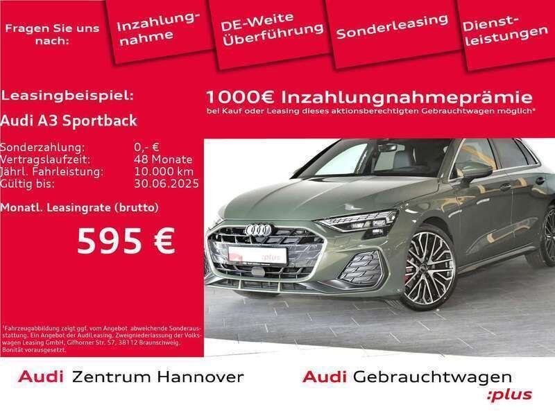 M4 distriktgrün metallic Gebraucht 2024 Audi A3 S-Line Limousine | 46.990 € - Bild 1/4