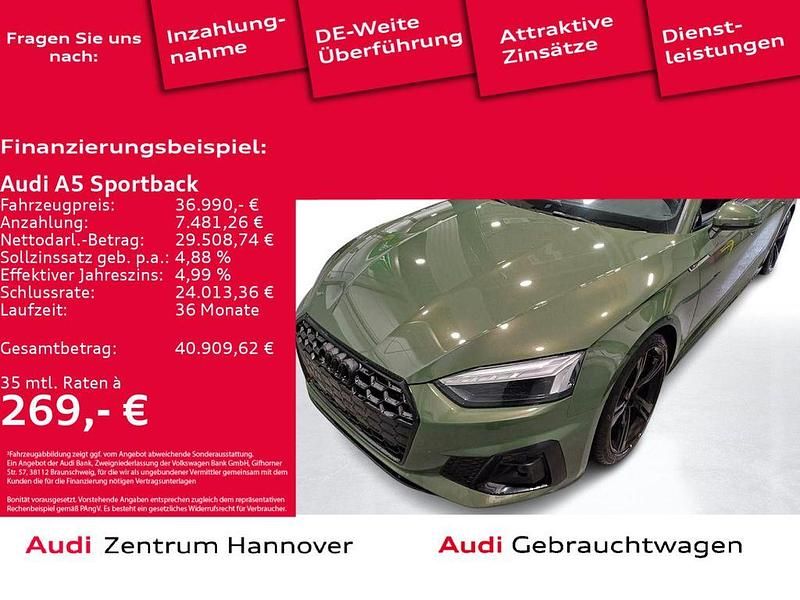 Grün Gebraucht 2022 Audi A5 Sportback S-Line Kleinwagen | 36.990 € (Etwas zu teuer) - Bild 1/4