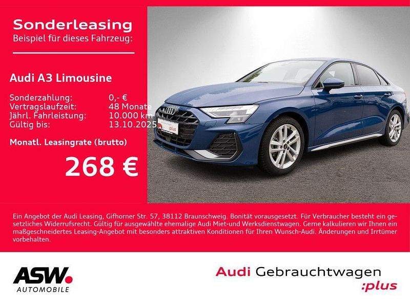 Ascariblau metallic Gebraucht 2024 Audi A3 S-Line Limousine | 31.660 € - Bild 1/4