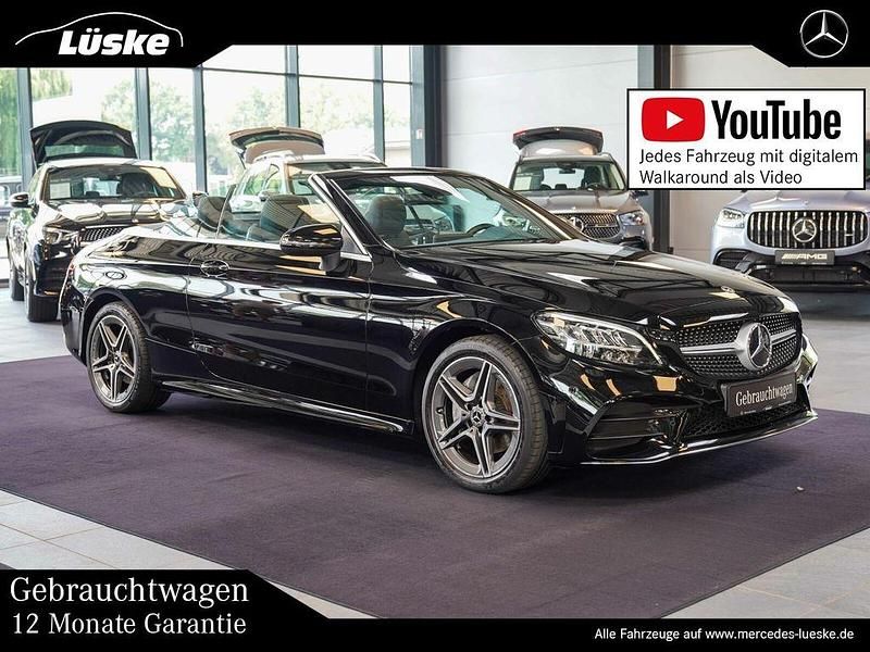 Schwarz Gebraucht 2019 Mercedes C180 AMG line Cabrio | 26.890 € (Fairer Preis) - Bild 1/4