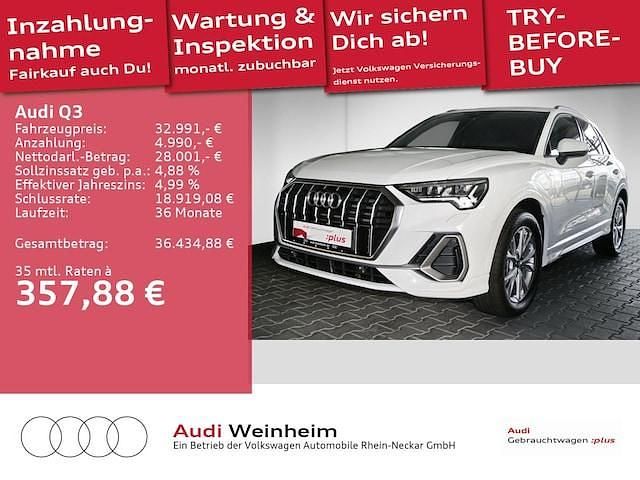 Gletscherweiß metallic Gebraucht 2023 Audi Q3 S-Line SUV | 31.992 € (Guter Preis) - Bild 1/4