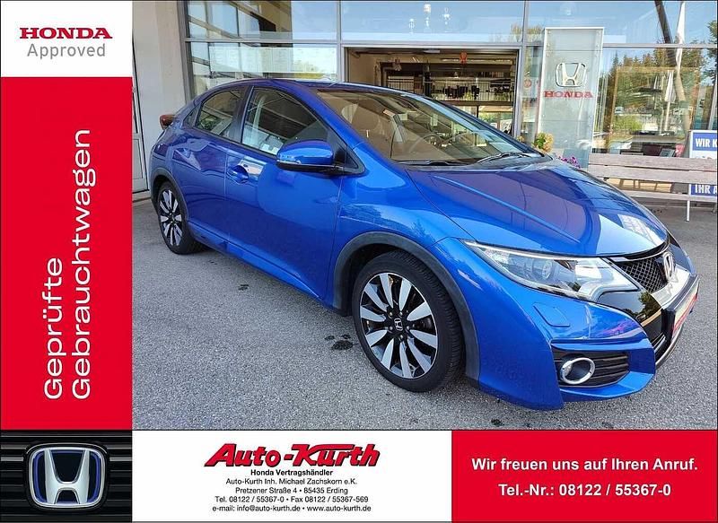 Brilliant sporty blu Gebraucht 2015 Honda Civic Elegance Limousine | 12.790 € (Fairer Preis) - Bild 1/4