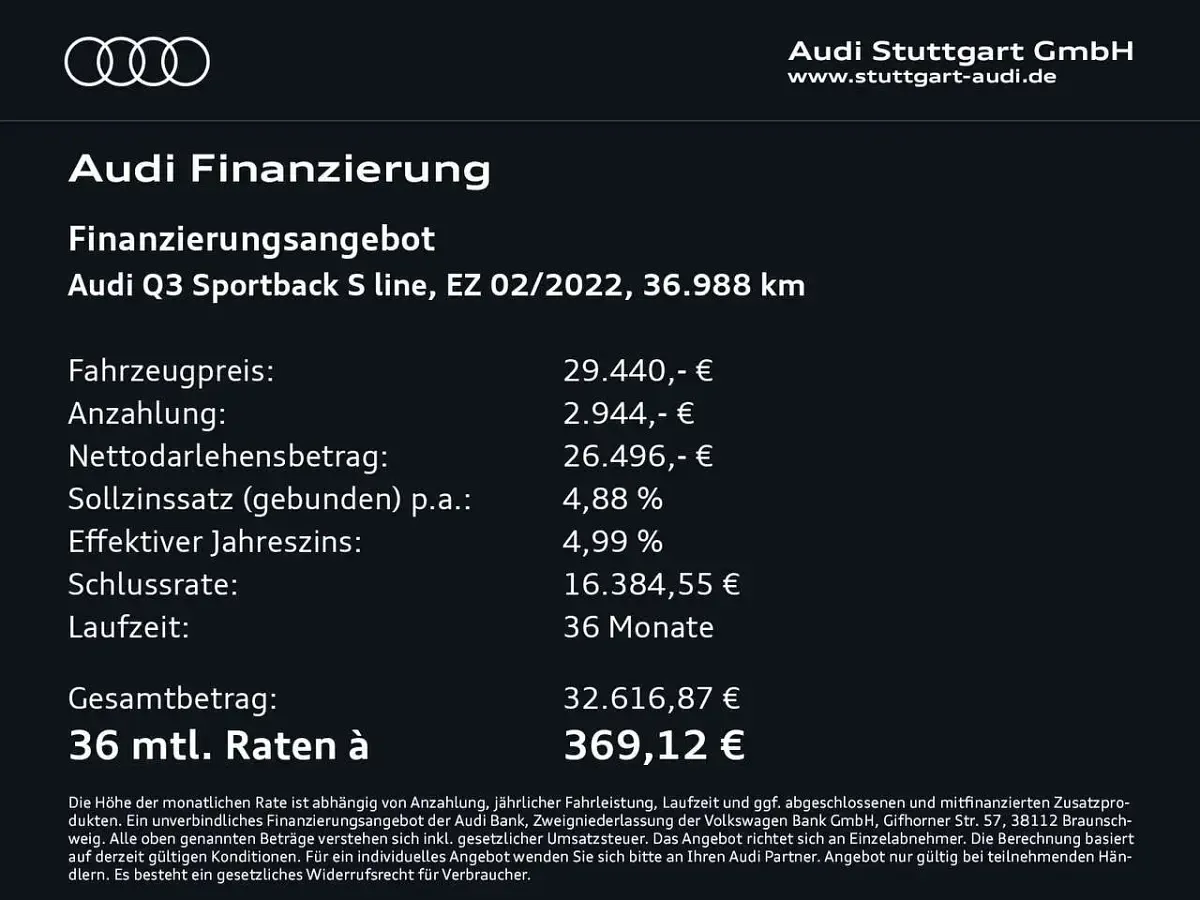 Second-hand Audi Q3 S-Line 150 CP (110 kW) 2022 Gri SUV