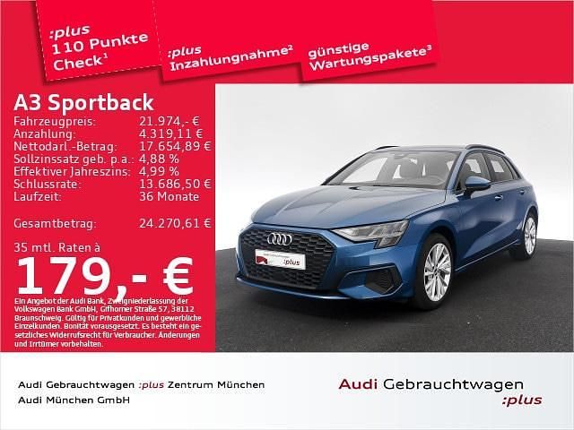 Atollblau metallic Gebraucht 2022 Audi A3 Sportback e-tron Ambiente Kleinwagen | 21.974 € (Superpreis) - Bild 1/1