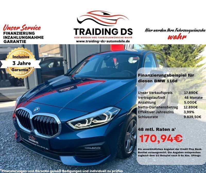 Blau Gebraucht 2020 BMW 116 Advantage Kleinwagen | 16.990 € (Fairer Preis) - Bild 1/4
