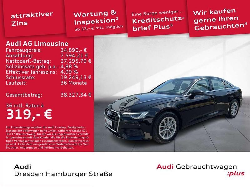 Mythosschwarz metallic Gebraucht 2022 Audi A6 Ambiente Limousine | 34.890 € (Fairer Preis) - Bild 1/3