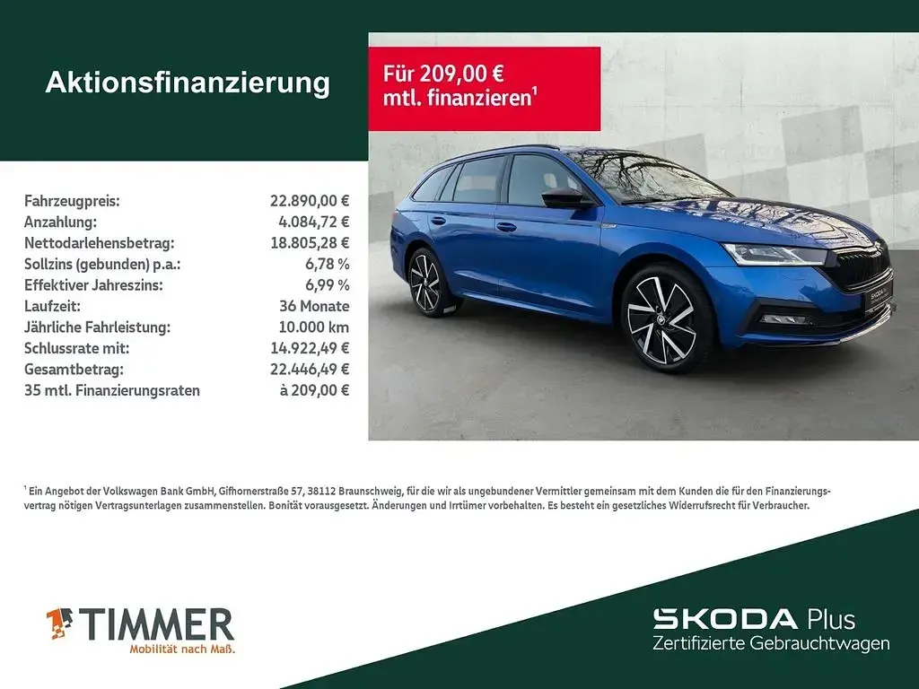 Gebraucht Skoda Octavia SportLine 150 PS (110 kW) 2023 Race blau metallic Kombi