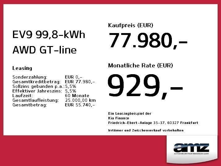 Neu Kia EV9 GT-Line 283 kW (385 PS) 2025 Iceberg green m SUV