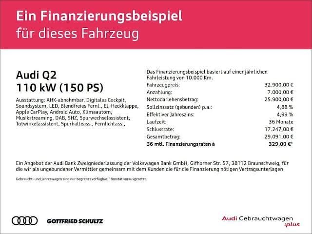 Gebraucht Audi Q2 Advanced Plus 150 PS (110 kW) 2025 Schwarz SUV