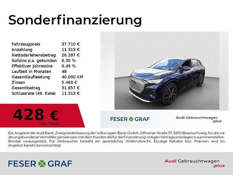 Navarrablau metallic Gebraucht 2023 Audi Q4 e-tron Ambiente SUV | 37.710 € (Etwas zu teuer) - Bild 1/2