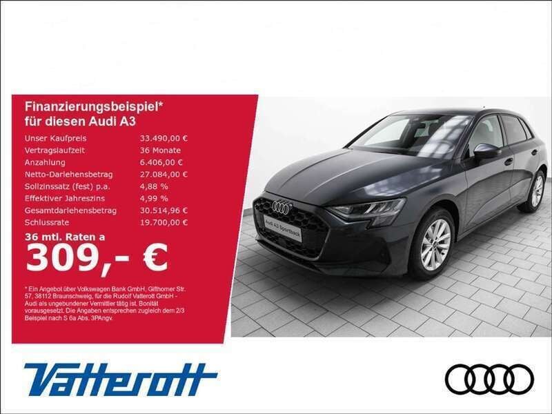 Grau Gebraucht 2025 Audi A3 Sportback Ambiente Limousine | 33.490 € (Fairer Preis) - Bild 1/4