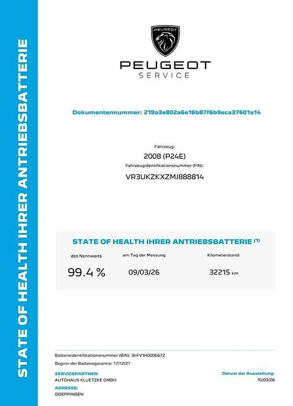 Gebraucht Peugeot e-2008 GT 100 kW (136 PS) 2021 Blau/typ aussenverkleidung SUV