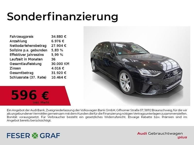 Mythosschwarz metallic Gebraucht 2023 Audi A4 S-Line Kombi | 34.880 € (Fairer Preis) - Bild 1/4