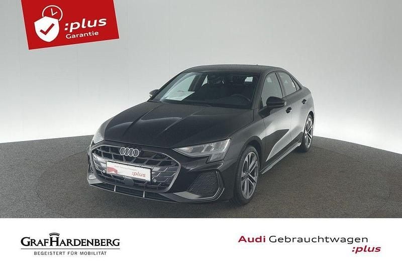 Mythosschwarz metallic Gebraucht 2024 Audi A3 S-Line Limousine | 32.410 € (Superpreis) - Bild 1/4