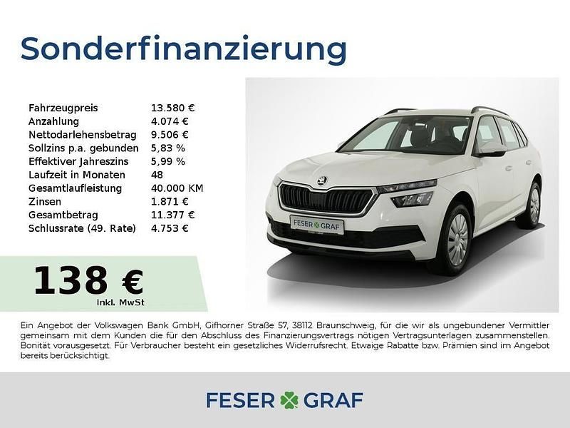 Candy weiss Gebraucht 2023 Skoda Kamiq Active SUV | 13.580 € - Bild 1/4