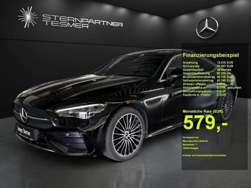 Obsidianschwarz metallic Gebraucht 2024 Mercedes CLE220 AMG Coupé | 53.050 € (Guter Preis) - Bild 1/3
