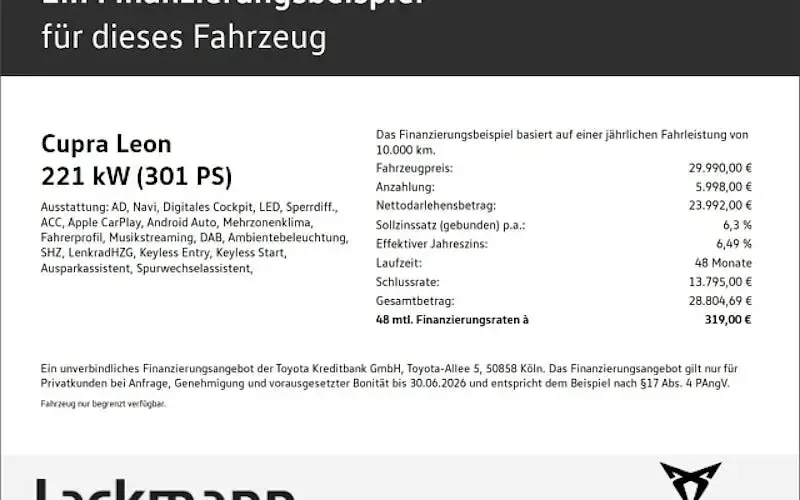 Gebraucht Cupra Leon VZ 300 PS (220 kW) 2024 Weiß Limousine