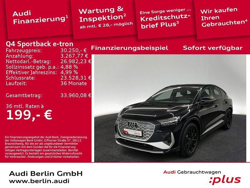 Mythosschwarz metallic Gebraucht 2022 Audi Q4 Sportback e-tron Ambiente SUV | 30.250 € (Guter Preis) - Bild 1/3