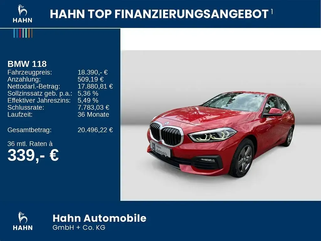 Gebraucht BMW 118 Advantage 136 PS (100 kW) 2021 Melbournerot metallic Kleinwagen