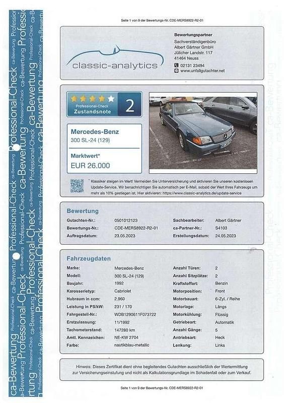 Gebraucht Mercedes SL300 231 PS (169 kW) 1992 Blau Cabrio