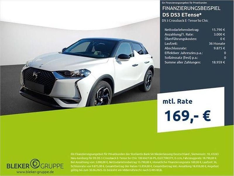 Perlmutt weiß Gebraucht 2021 DS Automobiles DS3 Crossback E-Tense So Chic SUV | 18.280 € (Fairer Preis) - Bild 1/3