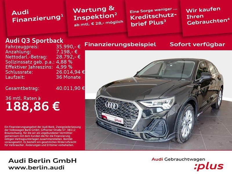 Mythosschwarz metallic Gebraucht 2025 Audi Q3 Sportback Ambiente SUV | 35.990 € (Superpreis) - Bild 1/3
