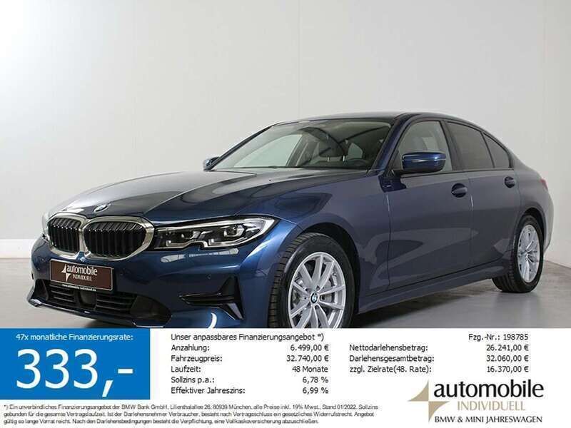 Phytonicblau met. Gebraucht 2020 BMW 330 Advantage Limousine | 32.440 € (Fairer Preis) - Bild 1/4