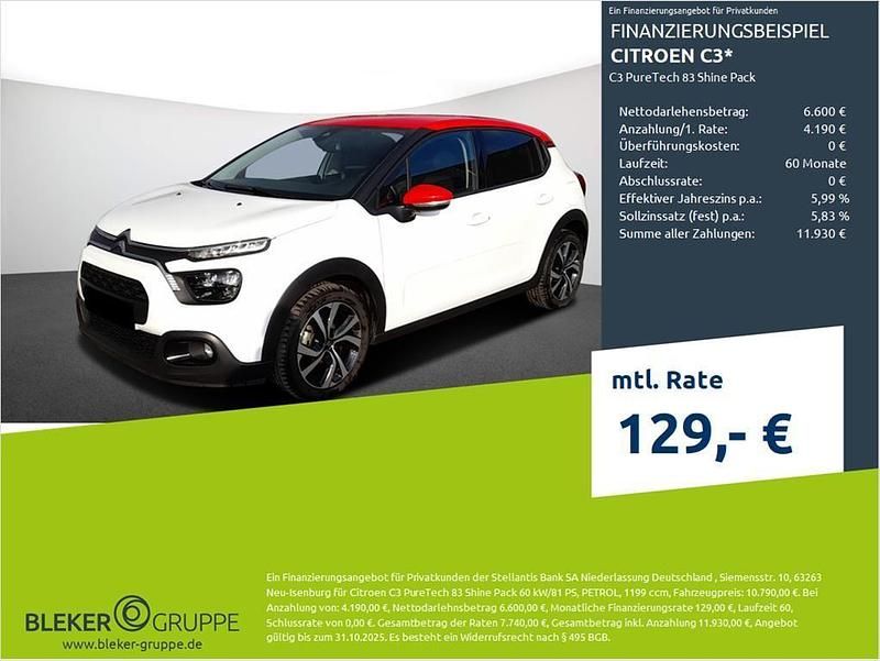 Weiß Gebraucht 2021 Citroën C3 PureTech Kleinwagen | 9.780 € (Superpreis) - Bild 1/3