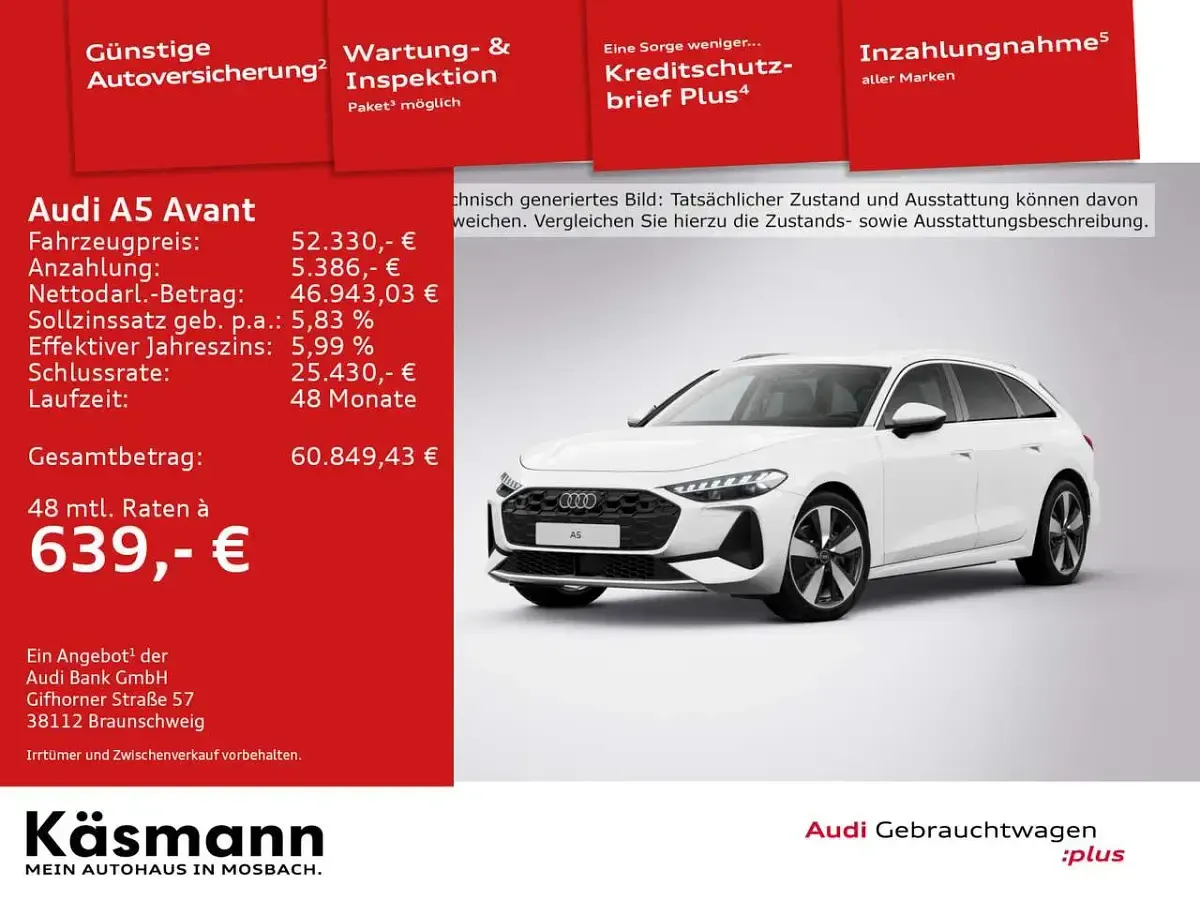 Gebraucht Audi A5 Comfort 150 PS (110 kW) 2025 Arkonaweiß Kombi