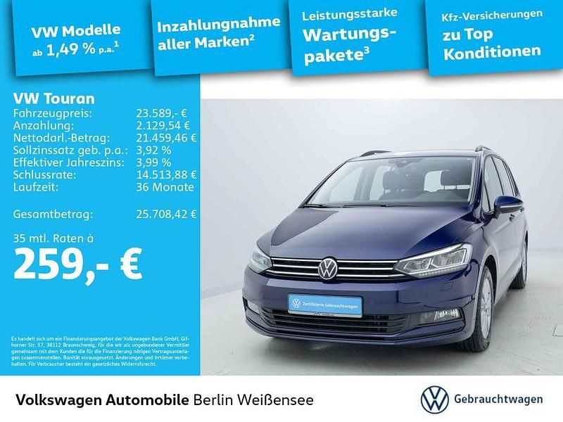 Atlantik blue metallic Gebraucht 2021 VW Touran Comfortline Van / Kleinbus | 22.989 € (Superpreis) - Bild 1/4