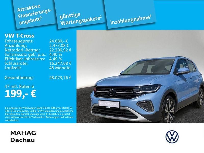 Blau Gebraucht 2024 VW T-Cross Style SUV | 24.680 € (Etwas zu teuer) - Bild 1/3