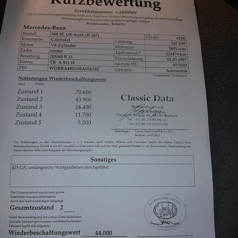 Gebraucht Mercedes 560 225 PS (165 kW) 1987 Beige Cabrio