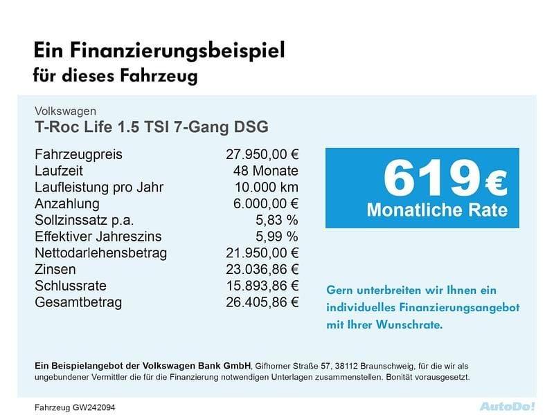 Gebraucht VW T-Roc Life 150 PS (110 kW) 2024 Deep black perleffekt (metallic) SUV