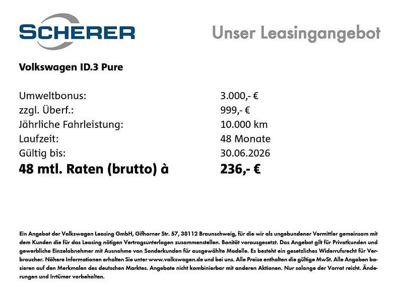 Neu VW ID.3 125 kW (170 PS) 2026 Grau Kleinwagen