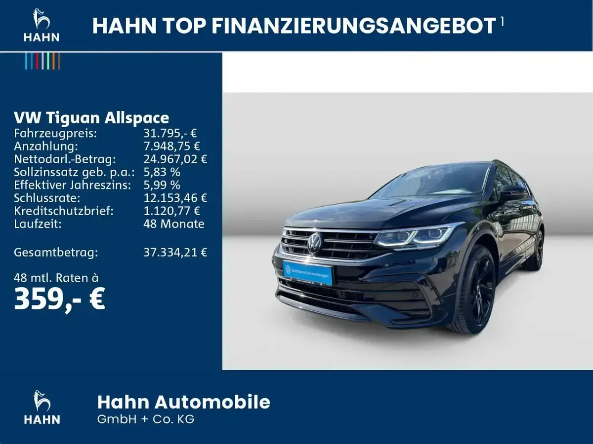 Gebraucht VW Tiguan Allspace R-line 190 PS (139 kW) 2022 Schwarz SUV