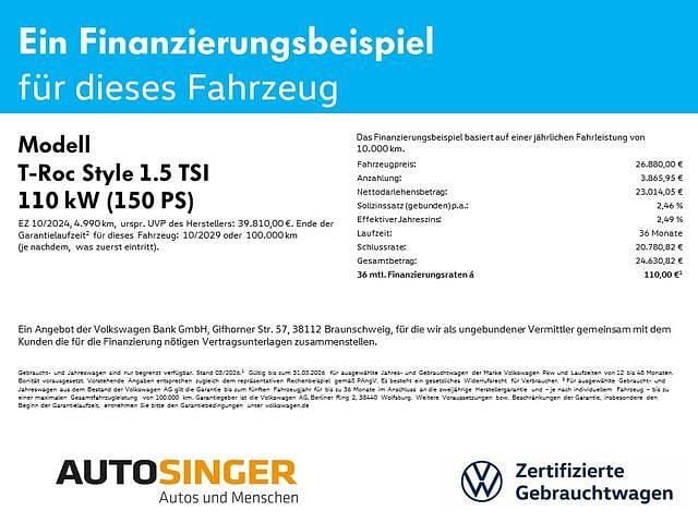 Gebraucht VW T-Roc Style 150 PS (110 kW) 2024 Pyritsilber metallic SUV