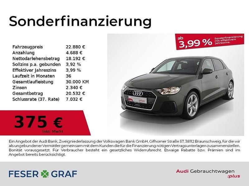 Gebraucht Audi A1 Sportback Advanced 95 PS (69 kW) 2025 Distriktgrün metallic Kleinwagen