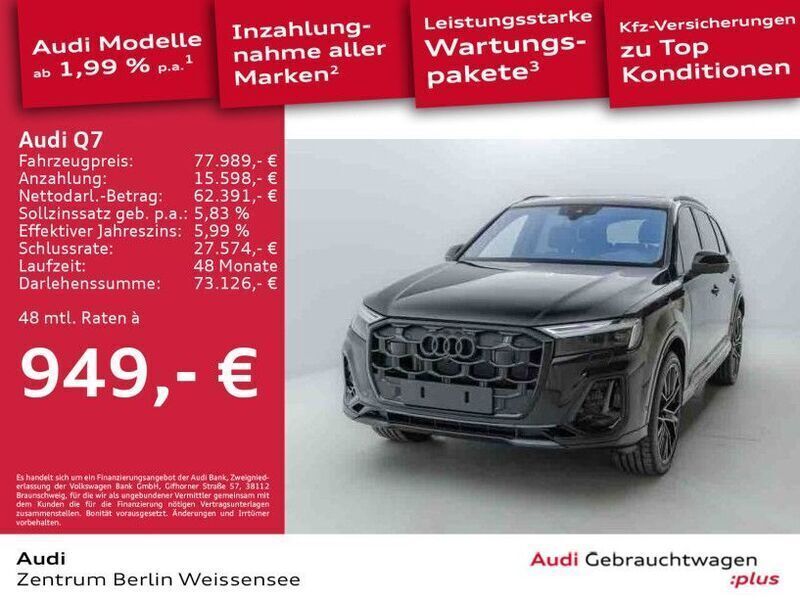 Mythosschwarz metallic Gebraucht 2024 Audi Q7 S-Line SUV | 89.898 € - Bild 1/4