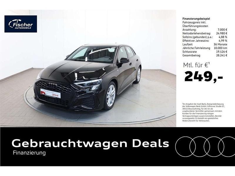 Mythosschwarz metallic Gebraucht 2023 Audi A3 Sportback S-Line Limousine | 31.980 € (Fairer Preis) - Bild 1/4