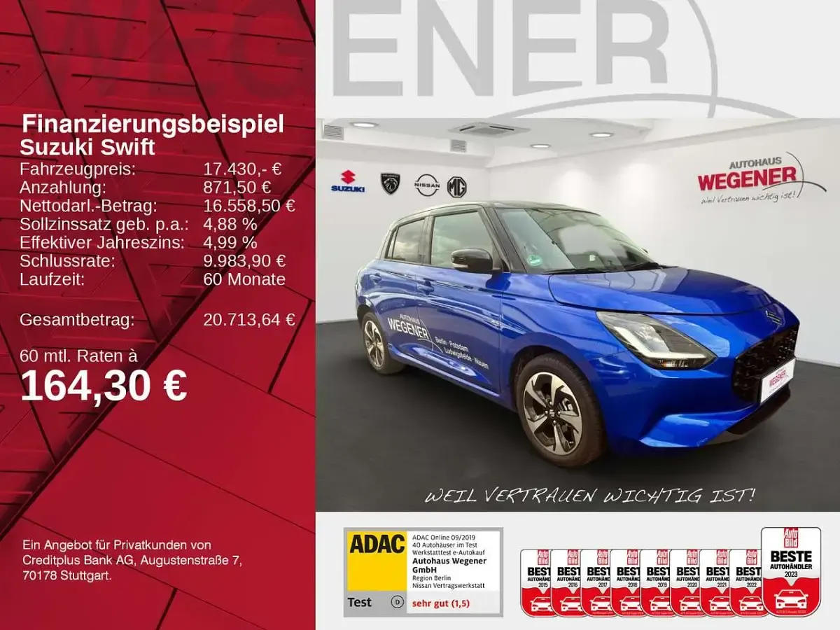 Gebraucht Suzuki Swift Comfort+ 83 PS (61 kW) 2024 Frontier blue/super Kleinwagen