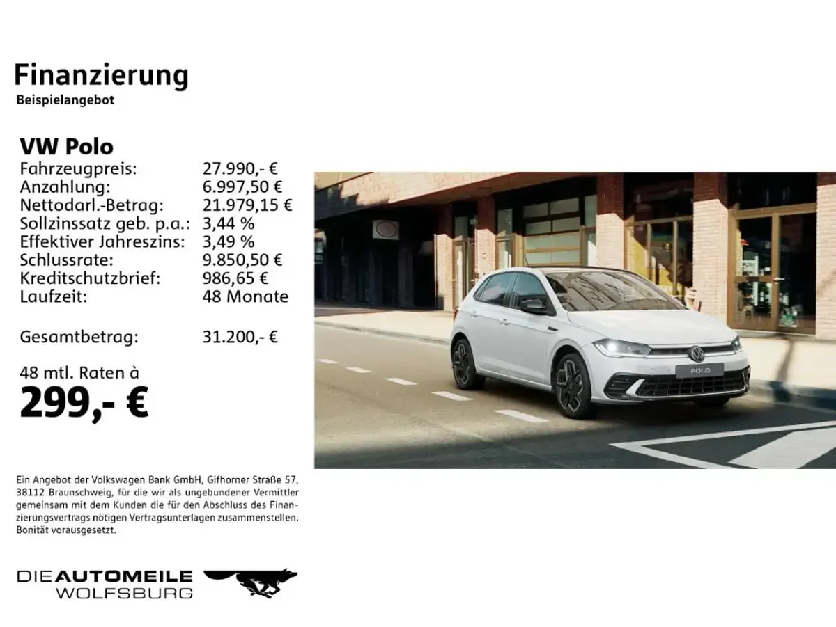 Neu VW Polo R-line 95 PS (69 kW) 2026 Pure white uni / schwarz Kleinwagen