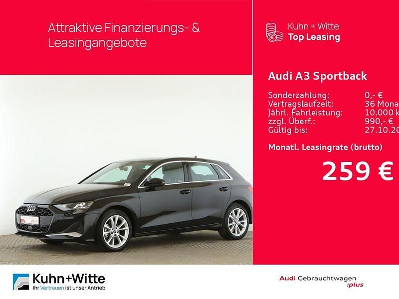 Mythosschwarz metallic Gebraucht 2025 Audi A3 Sportback Advanced Plus Limousine | 32.925 € (Fairer Preis) - Bild 1/3