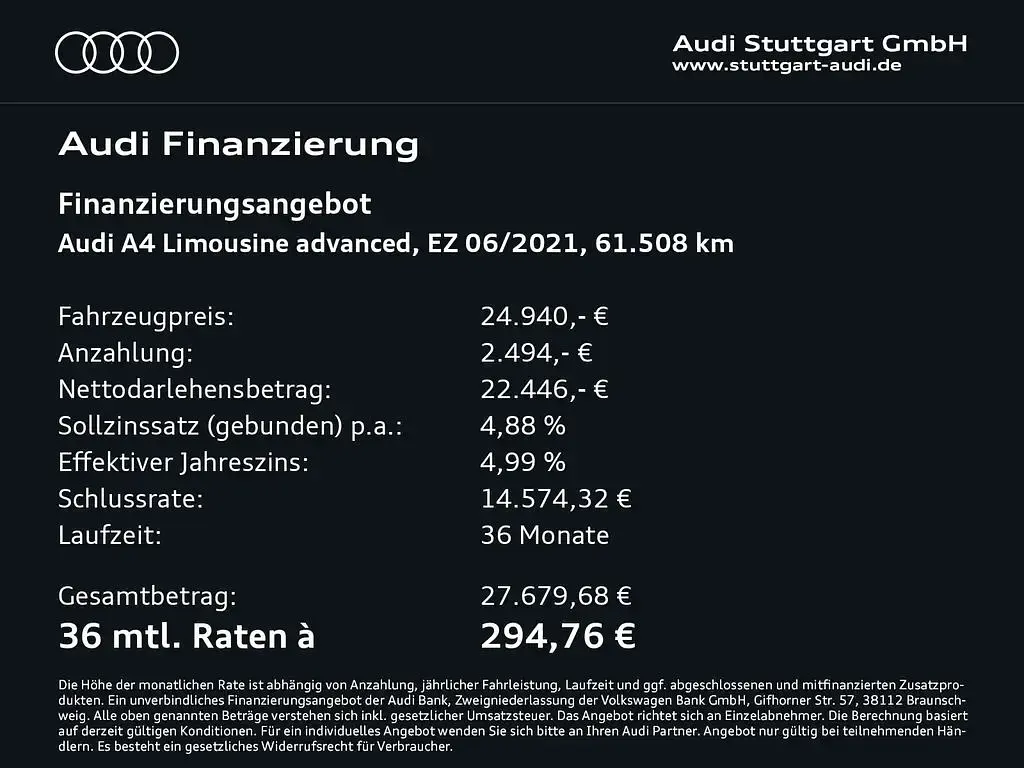 Używany Audi A4 Advanced Plus 204 KM (150 kW) 2021 Szary Sedan/Limuzyna