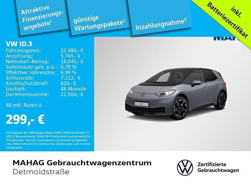 Grau Gebraucht 2022 VW ID.3 Pro Performance Kleinwagen | 22.980 € (Fairer Preis) - Bild 1/2