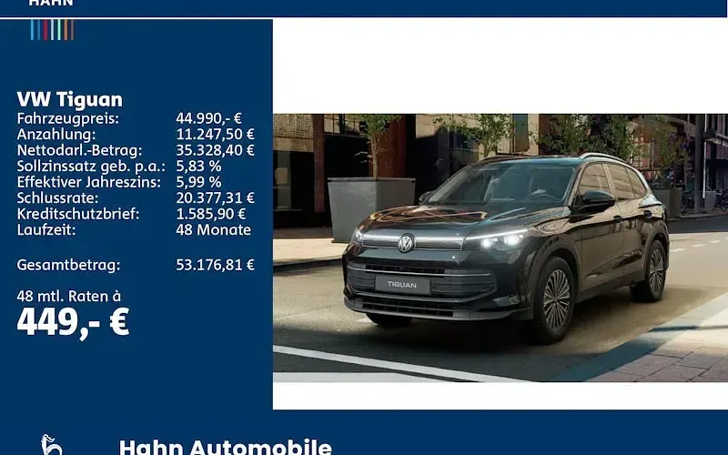 Neu VW Tiguan 150 PS (110 kW) 2026 Schwarz SUV
