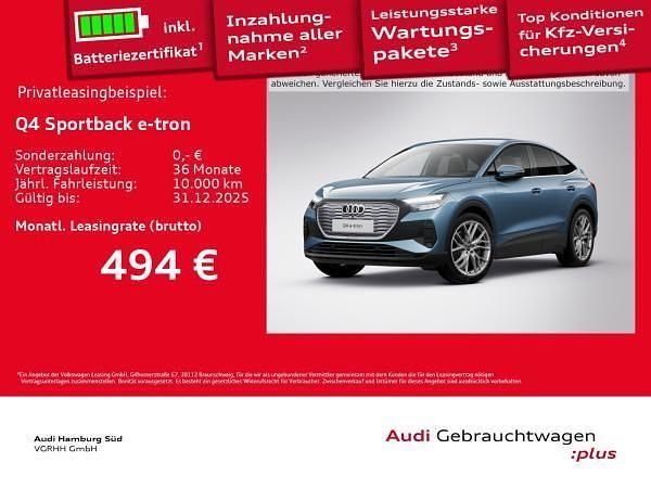 Blau (5y geysirblau metallic) Gebraucht 2025 Audi Q4 Sportback e-tron Ambiente SUV | 48.811 € (Teuer) - Bild 1/3