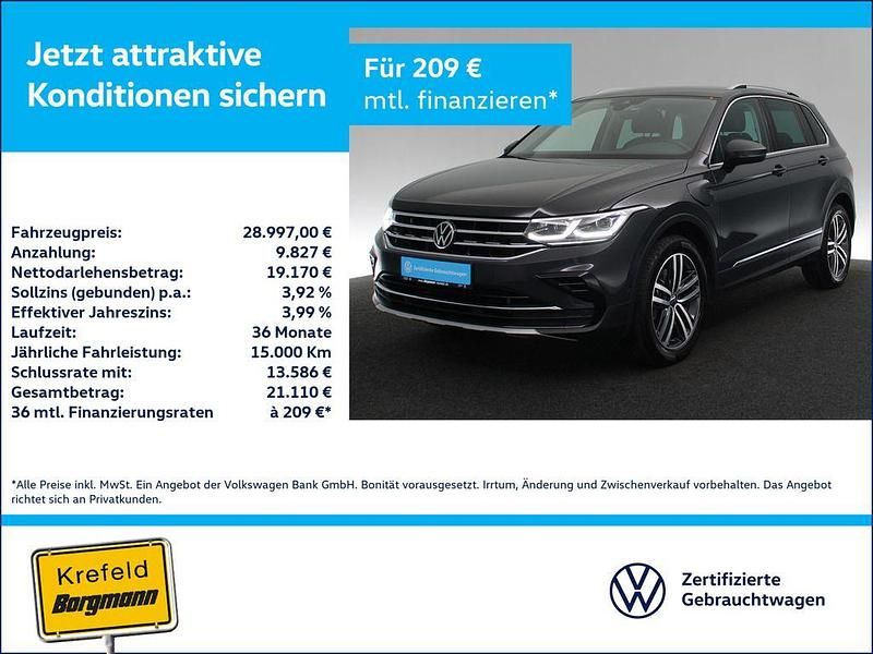 Grau / uranograu Gebraucht 2021 VW Tiguan Elegance SUV | 28.997 € (Guter Preis) - Bild 1/4